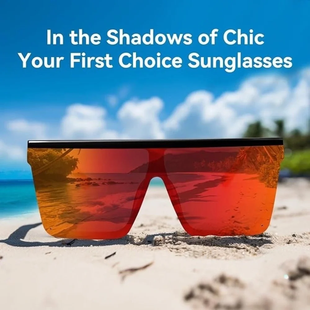 Fashion Sunglasses Designer Fire‎ Red Mirror Lens Oversize Lentes Gafas Humbres
